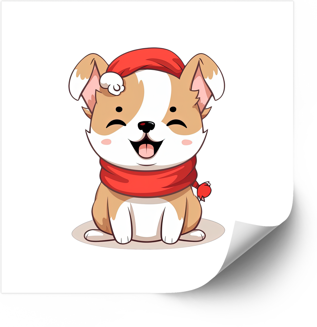 Kawaii Corgi Santa Ornament Sticker | Cute Christmas Dog Vinyl Decal