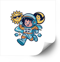 Thumbnail for Sun Moon And Me Astronaut Kid Sticker | Cute Cartoon Space Vinyl Decal