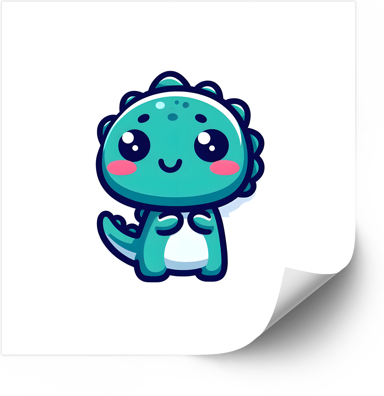 Happy Kawaii Teal Dinosaur Sticker | Cute Smiling Baby Dino Vinyl Decal