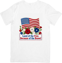 Thumbnail for Land Of The Free Embroidered Flag T-Shirt | Patriotic Roses Graphic Tee | USA Gift