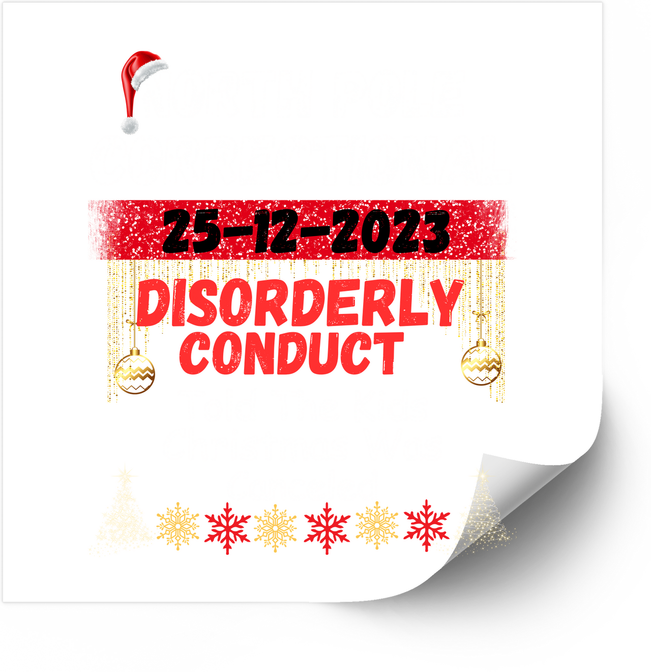 Disorderly Conduct Christmas Mugshot Sticker | Funny Santa Holiday Vinyl Decal