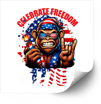 Thumbnail for Celebrate Freedom 1776 Monkey Sticker | Funny Patriotic 4th Of July Vinyl Decal