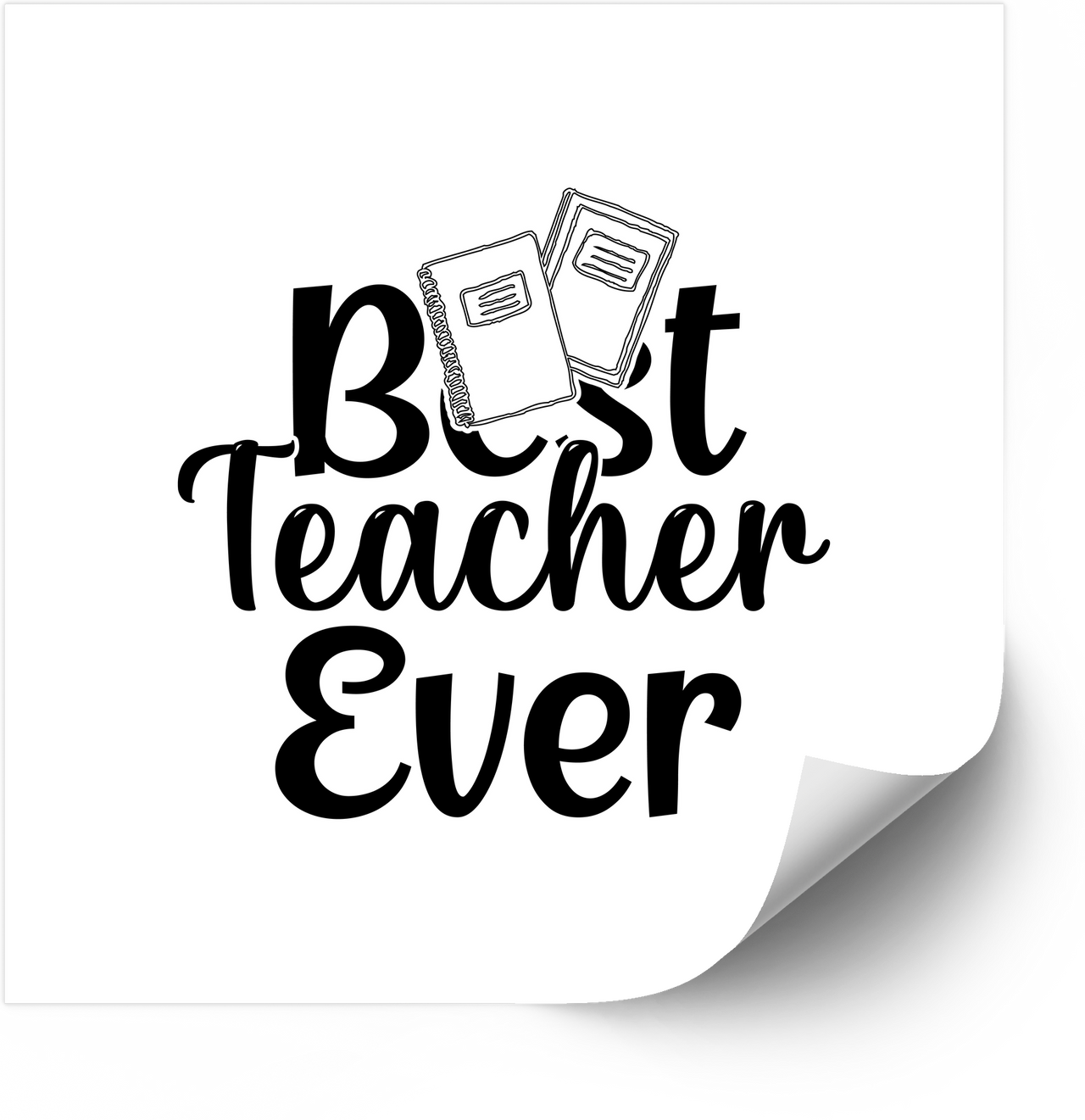 Best Teacher Ever Black Script Sticker | Books Teacher Quote Vinyl Decal