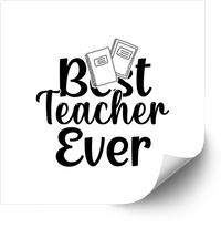 Thumbnail for Best Teacher Ever Black Script Sticker | Books Teacher Quote Vinyl Decal