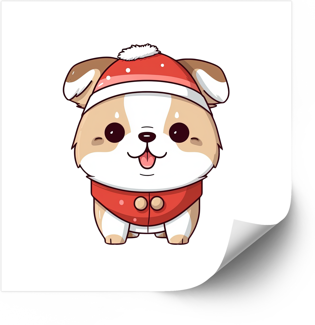 Cute Kawaii Santa Suit Puppy Sticker | Christmas Dog Costume Vinyl Decal