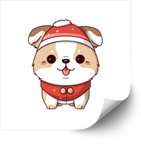 Thumbnail for Cute Kawaii Santa Suit Puppy Sticker | Christmas Dog Costume Vinyl Decal