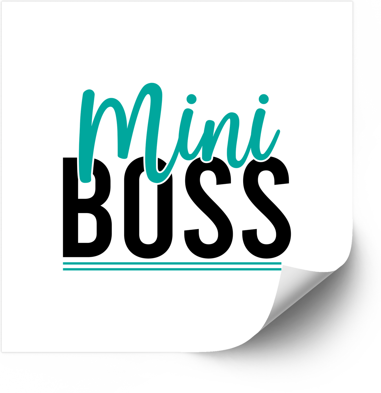 Mini Boss Teal Black Sticker | Cute Kids Boss Quote Vinyl Decal